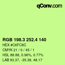 カラーコード: RGB 198.3 252.4 140 | qconv.com