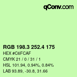 カラーコード: RGB 198.3 252.4 175 | qconv.com