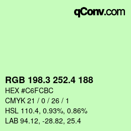 カラーコード: RGB 198.3 252.4 188 | qconv.com