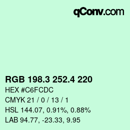 カラーコード: RGB 198.3 252.4 220 | qconv.com
