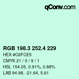 カラーコード: RGB 198.3 252.4 229 | qconv.com