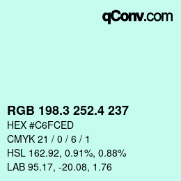 カラーコード: RGB 198.3 252.4 237 | qconv.com