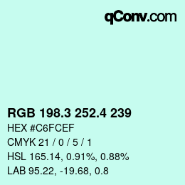 カラーコード: RGB 198.3 252.4 239 | qconv.com