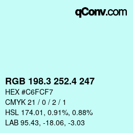 カラーコード: RGB 198.3 252.4 247 | qconv.com