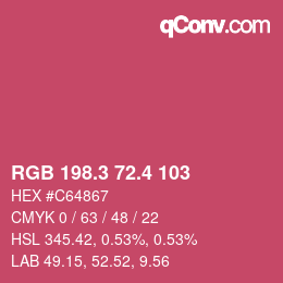 カラーコード: RGB 198.3 72.4 103 | qconv.com