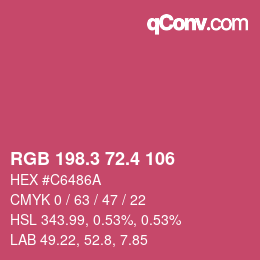 カラーコード: RGB 198.3 72.4 106 | qconv.com