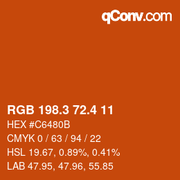 カラーコード: RGB 198.3 72.4 11 | qconv.com