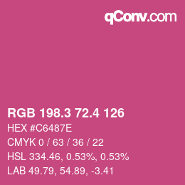 カラーコード: RGB 198.3 72.4 126 | qconv.com