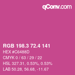 カラーコード: RGB 198.3 72.4 141 | qconv.com