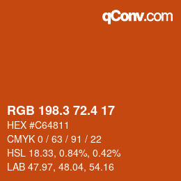カラーコード: RGB 198.3 72.4 17 | qconv.com