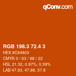 カラーコード: RGB 198.3 72.4 3 | qconv.com
