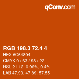 カラーコード: RGB 198.3 72.4 4 | qconv.com