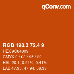 カラーコード: RGB 198.3 72.4 9 | qconv.com
