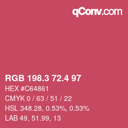 カラーコード: RGB 198.3 72.4 97 | qconv.com