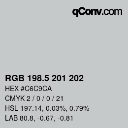Color code: RGB 198.5 201 202 | qconv.com