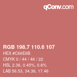 カラーコード: RGB 198.7 110.6 107 | qconv.com