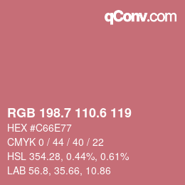 カラーコード: RGB 198.7 110.6 119 | qconv.com