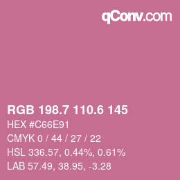 カラーコード: RGB 198.7 110.6 145 | qconv.com