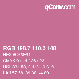 カラーコード: RGB 198.7 110.6 148 | qconv.com