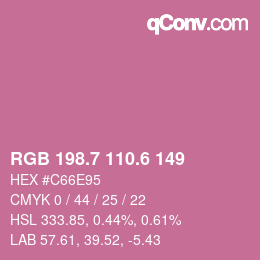 カラーコード: RGB 198.7 110.6 149 | qconv.com