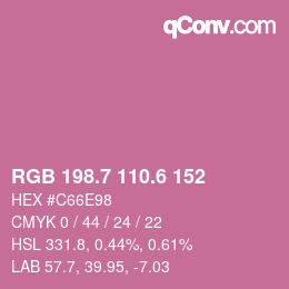 カラーコード: RGB 198.7 110.6 152 | qconv.com