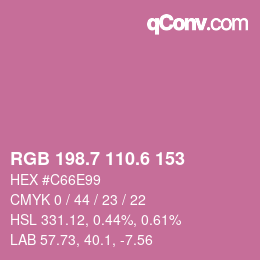 カラーコード: RGB 198.7 110.6 153 | qconv.com