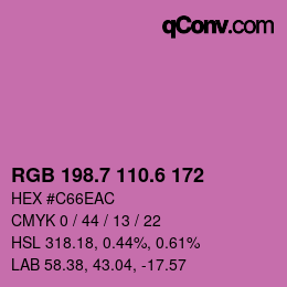 カラーコード: RGB 198.7 110.6 172 | qconv.com