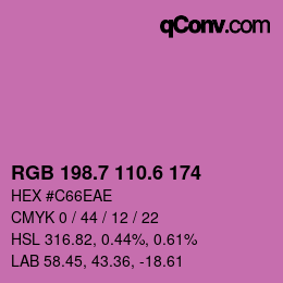 カラーコード: RGB 198.7 110.6 174 | qconv.com