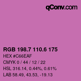カラーコード: RGB 198.7 110.6 175 | qconv.com