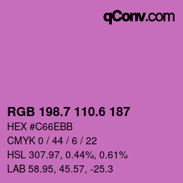 カラーコード: RGB 198.7 110.6 187 | qconv.com