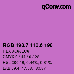 カラーコード: RGB 198.7 110.6 198 | qconv.com
