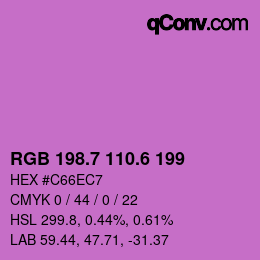 カラーコード: RGB 198.7 110.6 199 | qconv.com