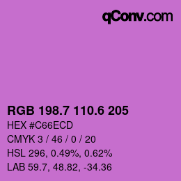 カラーコード: RGB 198.7 110.6 205 | qconv.com