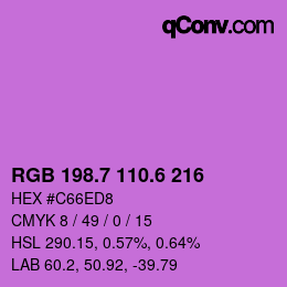カラーコード: RGB 198.7 110.6 216 | qconv.com