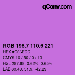 カラーコード: RGB 198.7 110.6 221 | qconv.com