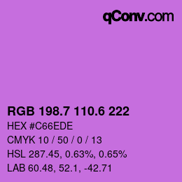 カラーコード: RGB 198.7 110.6 222 | qconv.com