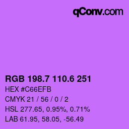 カラーコード: RGB 198.7 110.6 251 | qconv.com