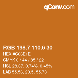 カラーコード: RGB 198.7 110.6 30 | qconv.com