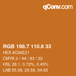カラーコード: RGB 198.7 110.6 33 | qconv.com