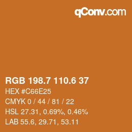 カラーコード: RGB 198.7 110.6 37 | qconv.com