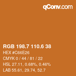 カラーコード: RGB 198.7 110.6 38 | qconv.com