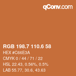 カラーコード: RGB 198.7 110.6 58 | qconv.com