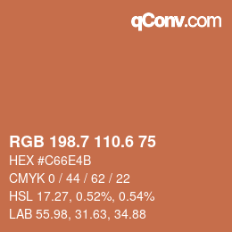カラーコード: RGB 198.7 110.6 75 | qconv.com