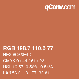 カラーコード: RGB 198.7 110.6 77 | qconv.com