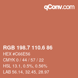 カラーコード: RGB 198.7 110.6 86 | qconv.com