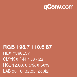 カラーコード: RGB 198.7 110.6 87 | qconv.com