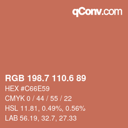 カラーコード: RGB 198.7 110.6 89 | qconv.com