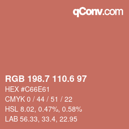 カラーコード: RGB 198.7 110.6 97 | qconv.com