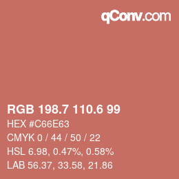 カラーコード: RGB 198.7 110.6 99 | qconv.com