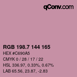 カラーコード: RGB 198.7 144 165 | qconv.com